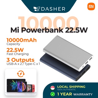 【FREE Case】 Xiaomi Mi Powerbank 3 10,000mAh 22.5W Type-C 3 Output Fast Charging (2022 Version) Android iPhone Switch