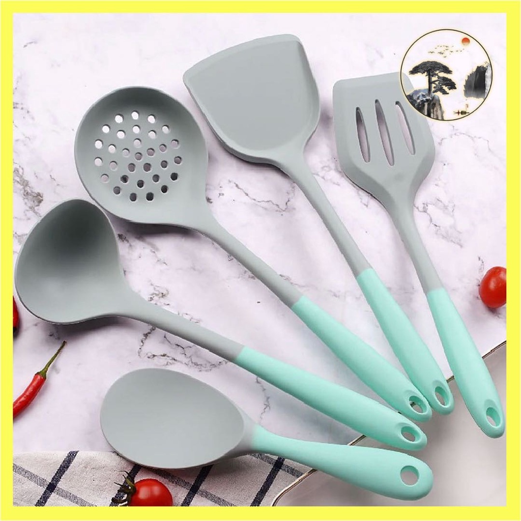 Silicone kitchenware spatula frying spatula rice spoon soup spoon colander food grade
