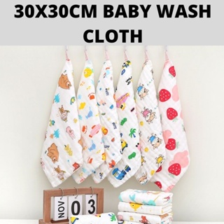 [5 at $5.90] Baby Wash Cloth 30x30cm 6 layers Burp Cloth New Born Handkerchief Muslin Pure Cotton