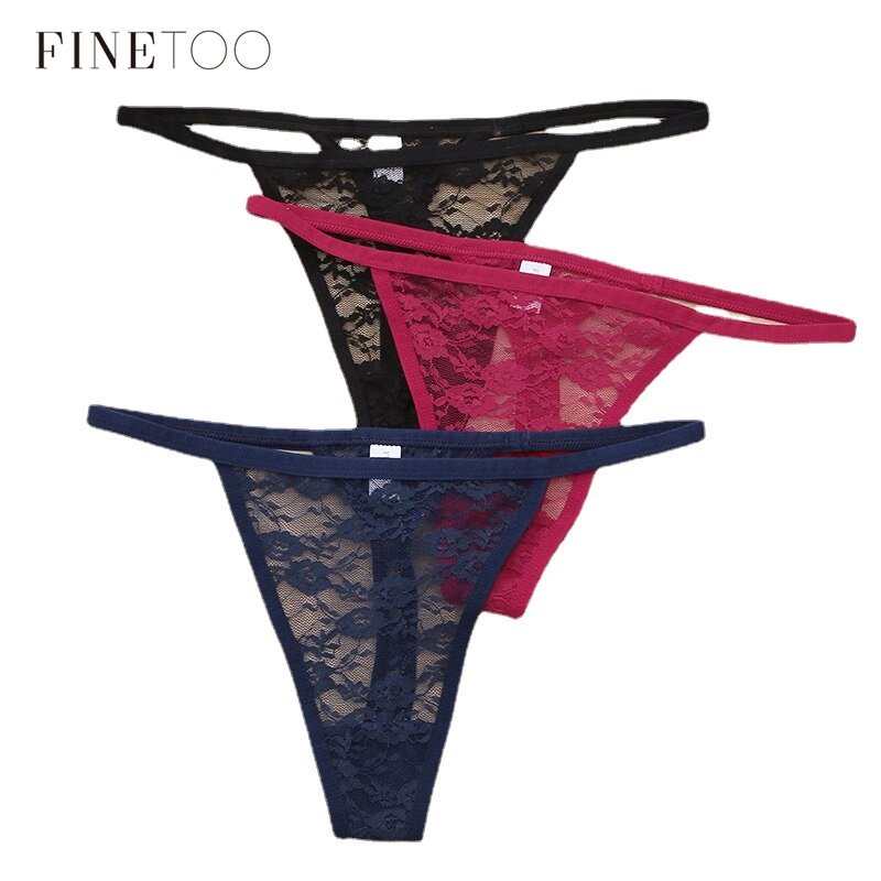 Finetoo Low-Rise Lace Thongs Women M-Xl Sexy T-Back Thong Panties G-String Underwear Girls Underpant