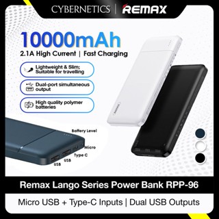 REMAX Lango Series RPP-96 10000mAh Dual Output LED Light Indicators 2.1A Super Light Power Bank Micro Type C Input