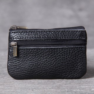 First layer Cowhide Mini Small Change Card Holder New Retro Handmade Leather Driver's license Pouch Coin Zipper Bag slim Pouches Wallet #4