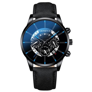GENEVA Fashion Men Leather Watch with Date Male Watch Bracelet Set #6