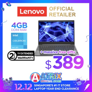 【256G SSD|Lenovo Warranty】Lenovo 15.6 Laptop | Narrow Bezel | Celeron N4120 | 4GB RAM | 256GB SSD | Win11 Pro | 1Y
