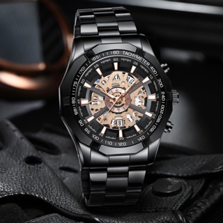 BINBOND High-End Luxury Hollow Metal Men's Watch Large Dial Stainless Steel Waterproof Luminous Full Of Design Watches #5