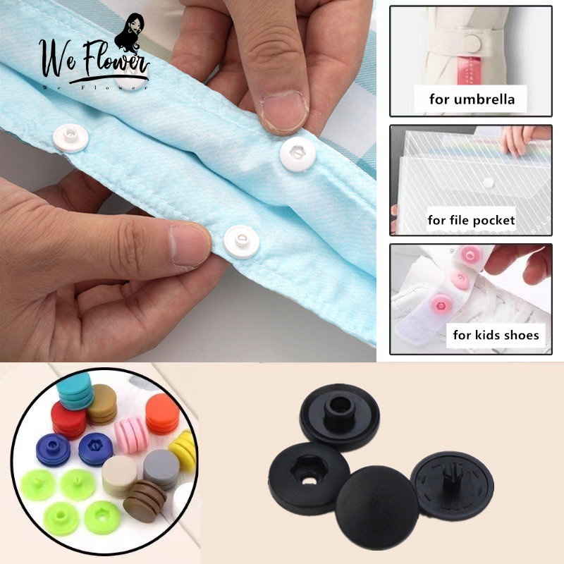 We Flower 10 Sets No Sew Invisible Snap Buttons Round Plastic Button ...