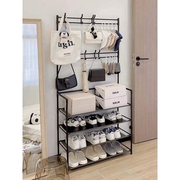 KỆ ĐỂ GIÀY CÓ NGĂN TREO ĐỒ MẪU MỚI