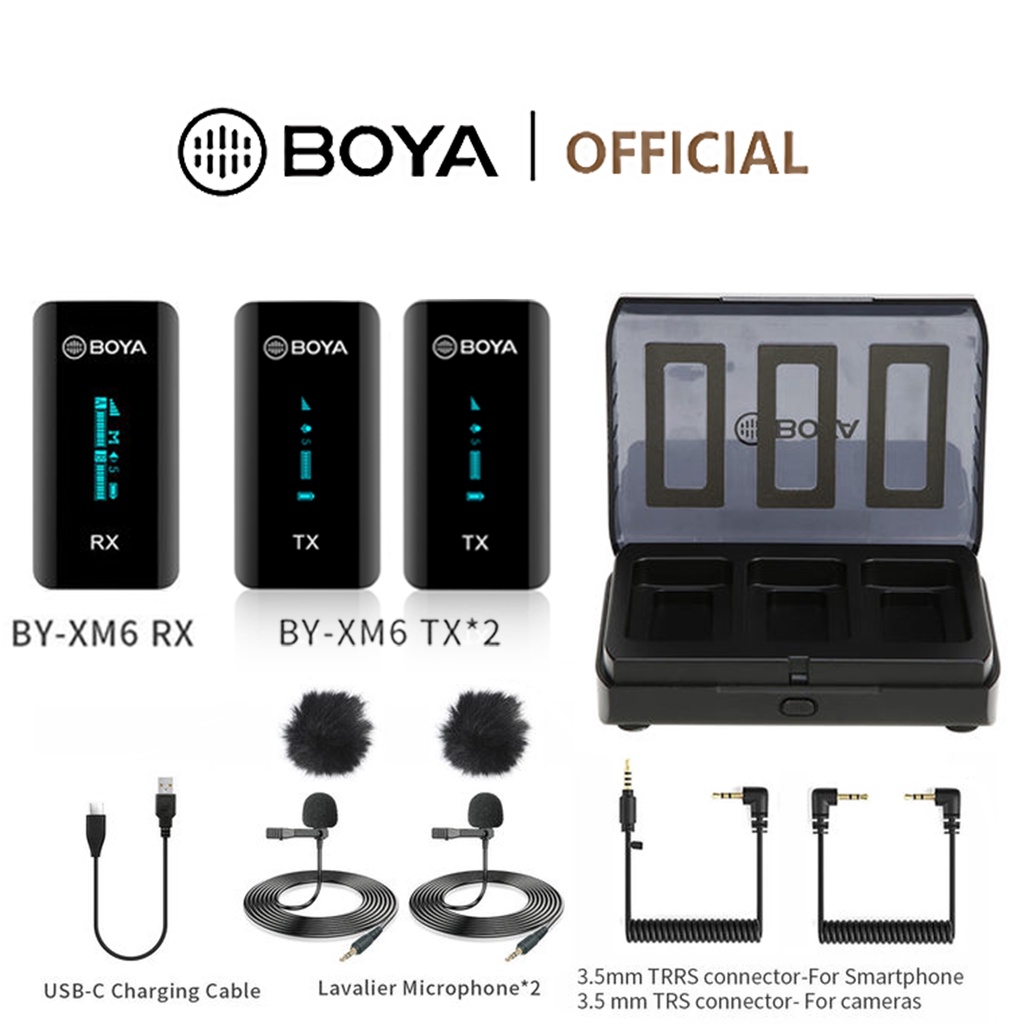 BOYA BYXM6 K2 Wireless Lavalier Microphone with Charging Box