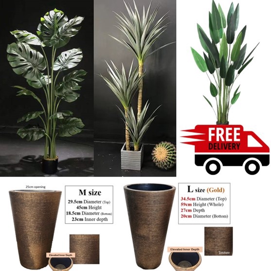 [SG Seller] Artificial Plant Set with Pot Monstera Yucca Sisalana Skybird Bird of Paradise