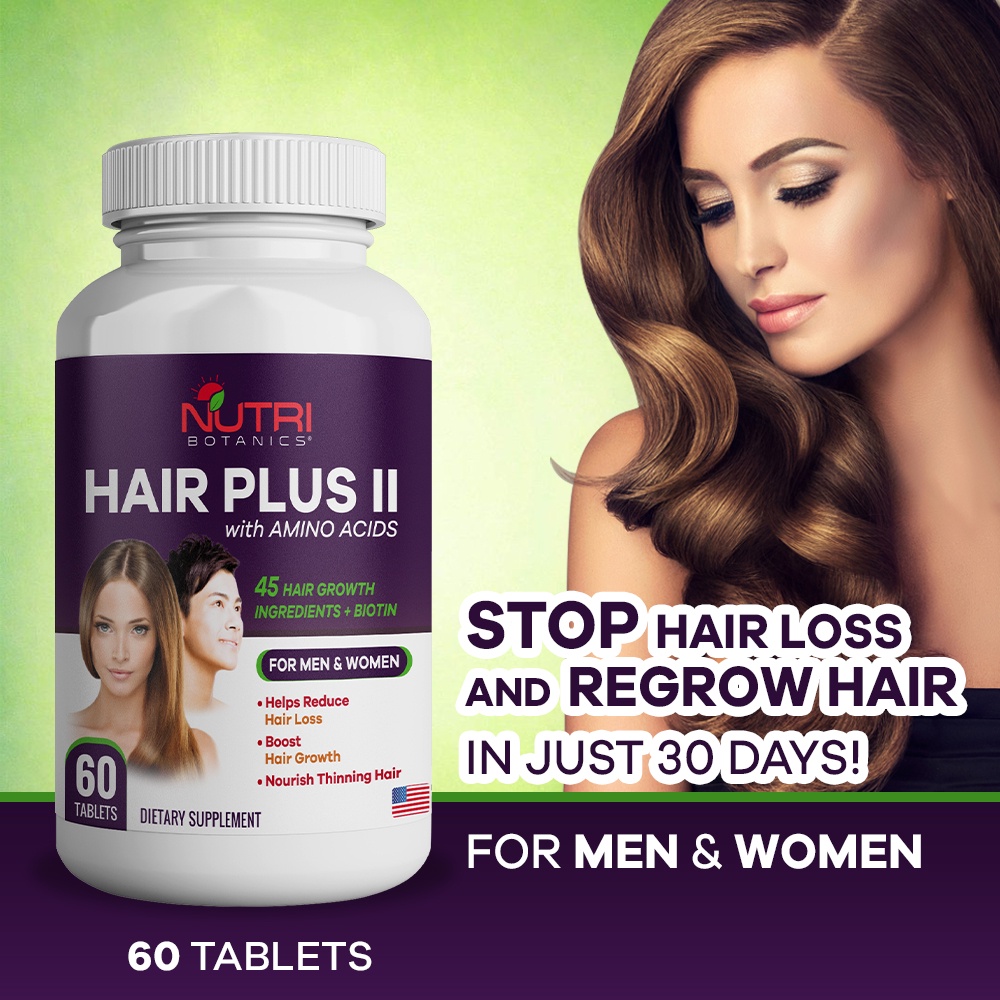 Hair Plus II with Amino Acid, Biotin - Hair Growth Supplement, 45 Hair  Vitamin, Stop Hair Loss - Men & Women - 60 Tablet | Shopee Singapore