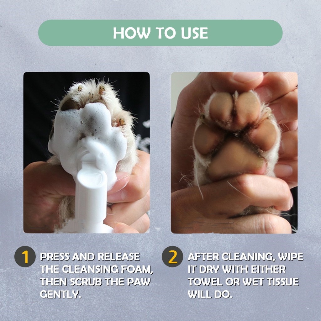 【SG Stock】Pet Paw Foot Cleaner Foam Dog Cat Foot Shampoo Only Without Air Dry (150 mL)