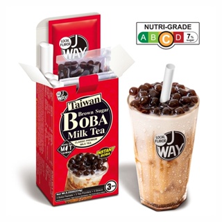 J WAY Classic boba/bubble tea kit (3 drinks) with real brown sugar tapioca pearls| Instant DIY Bubble Tea Kit