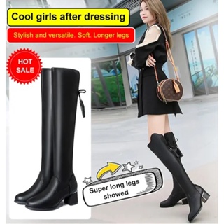 Image of thu nhỏ High-stretch leather thigh-high boots #1