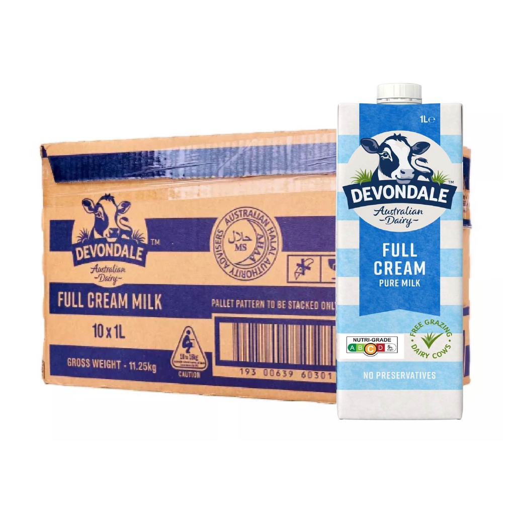 Devondale UHT Full Cream Milk 10x1L Case Shopee Singapore
