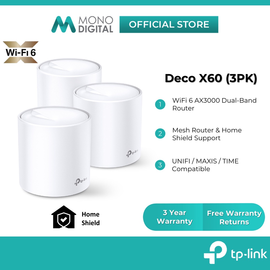 TP-Link Deco X60 AX3000 Wifi 6 Mesh Router Home Wireless System AP Mode ...