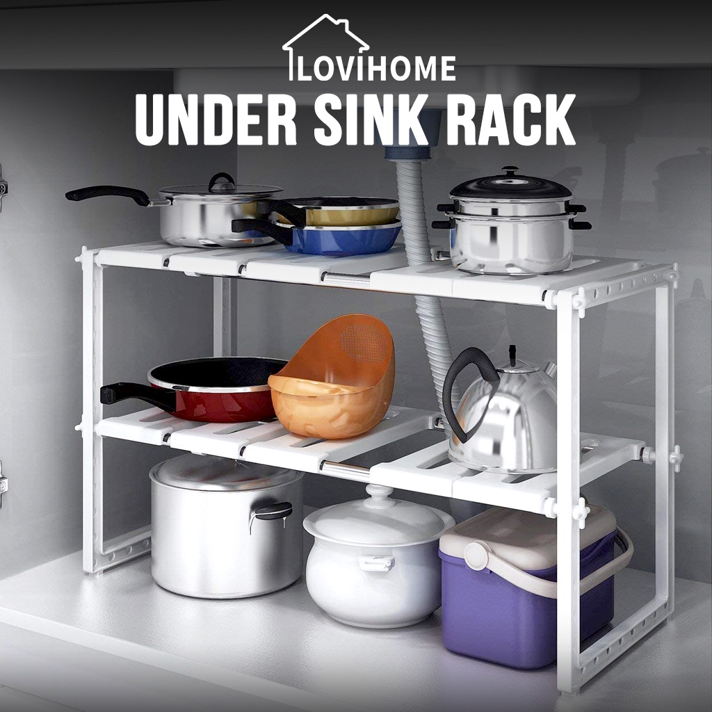 SG Adjustable Under Sink Kitchen Rack - Basin Cabinet Storage Stand Shelf Bathroom Organizer Home Organiser