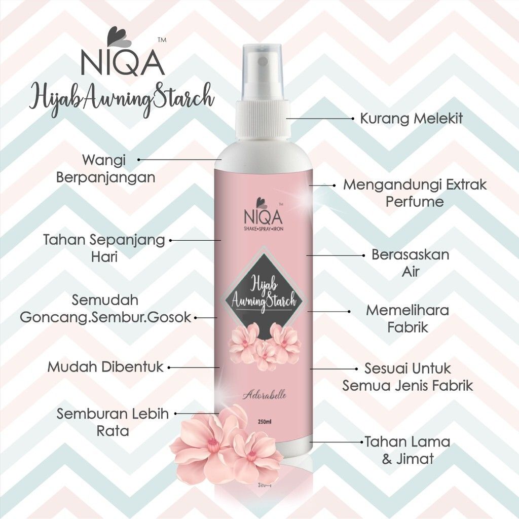 Niqa Hijab Awning Starch 250ml - Shake, Spray & Iron