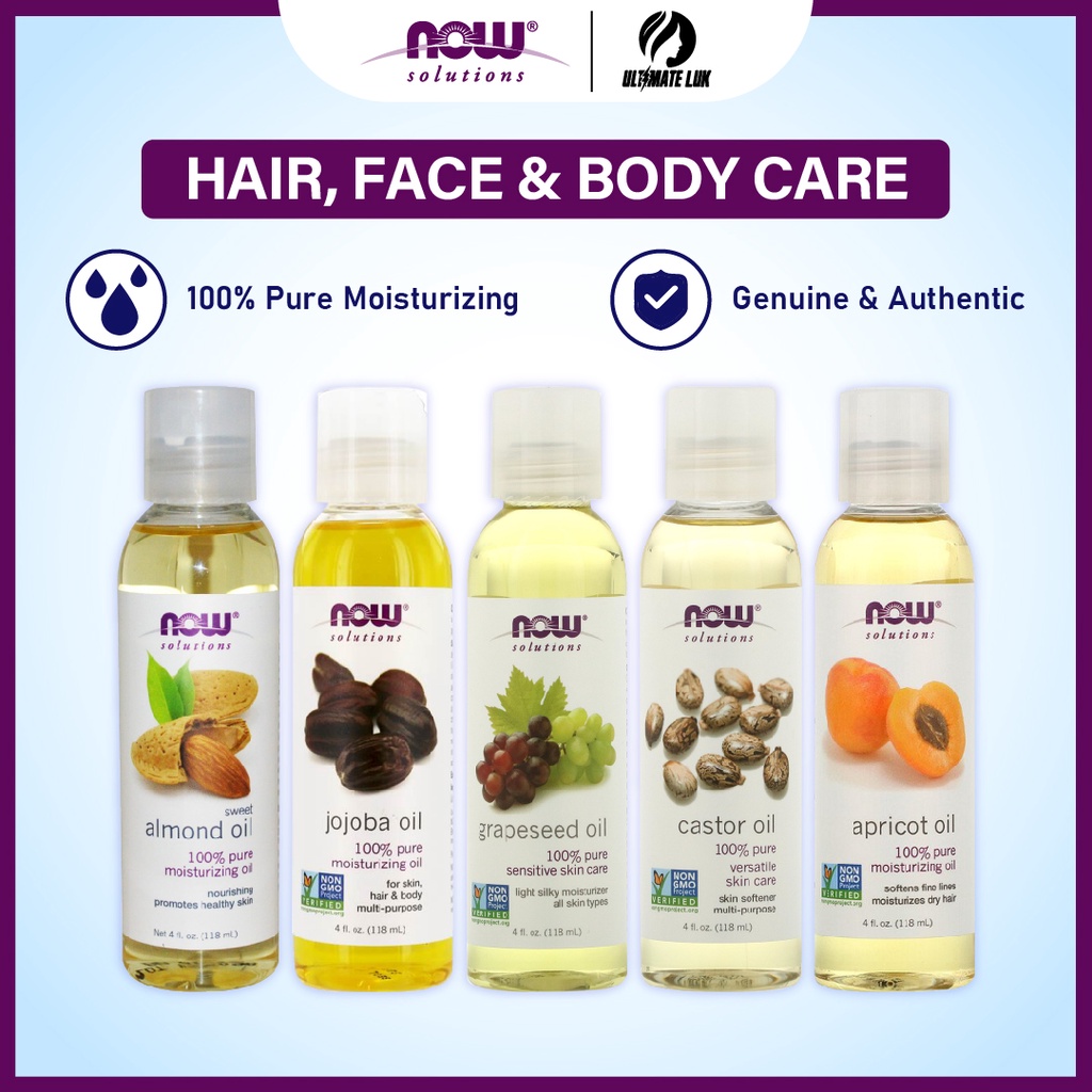 Now Foods, Solutions, Sweet Almond Oil, Jojoba Oil, Grapeseed Oil, Castor  Oil, Unscented Oil, 100% Pure Moisturizing | Shopee Singapore