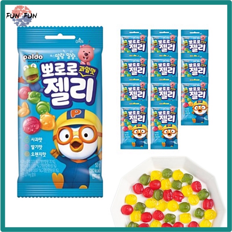 [Paldo] Pororo Fruit Jelly Gummy Gummi Jelly with Vitamin C, Calcium for Kids Korean Jelly Snack