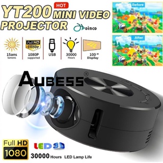 YT200 Mini Smart Home TV Sync Projector Cast Portable Home cinema Speaker Movies 1080P Full HD Support Red Blue 3D Mobile Video Projector Home Theater Media Player Kids