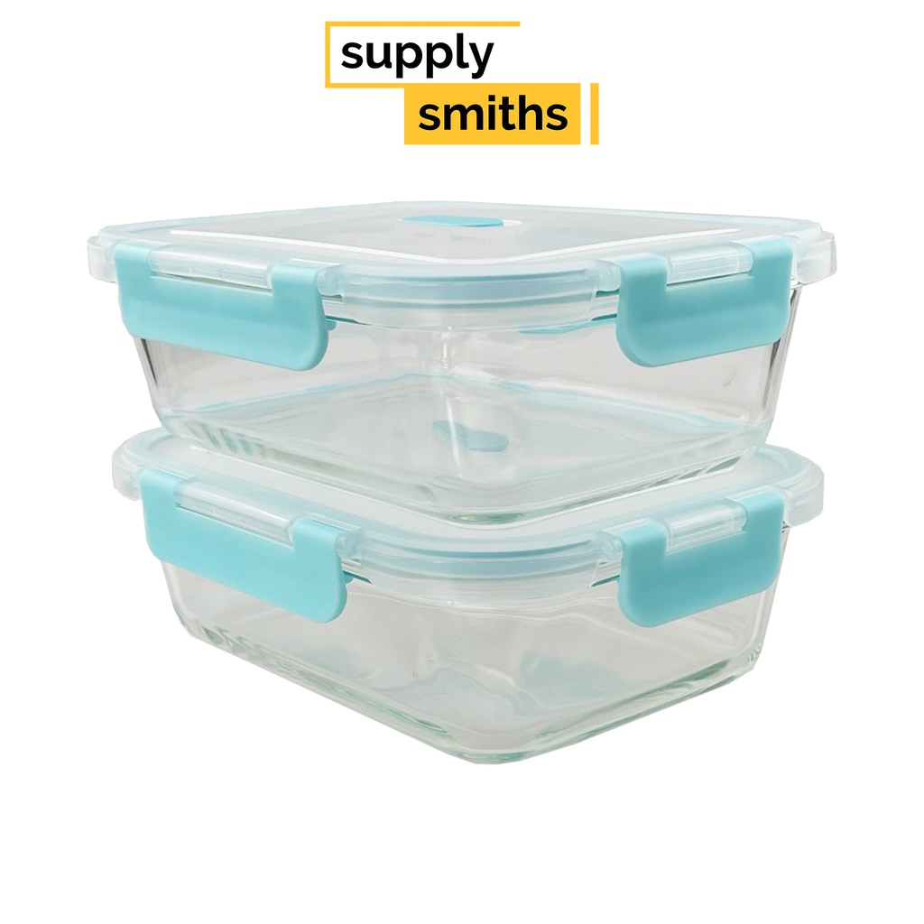 Supply Smiths Glass Food Storage Container 640ml 1050ml 2 Pack | Shopee ...