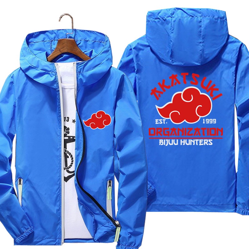 Anime Akatsuki Thin Reflective Sunscreen Windbreaker Skin Coat Zipper Men Hooded Jacket Cycling Camping Pilot Oversized 7XL