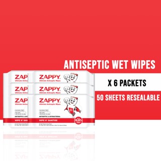 Zappy Ultimate Antiseptic Wipes 50 Sheets X 6 Packets