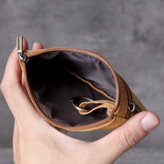 First layer Cowhide Mini Small Change Card Holder New Retro Handmade Leather Driver's license Pouch Coin Zipper Bag slim Pouches Wallet #1