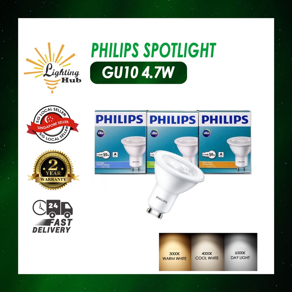 Philips Led Spotlight Gu10 4 7w Not Dimmable Shopee Singapore