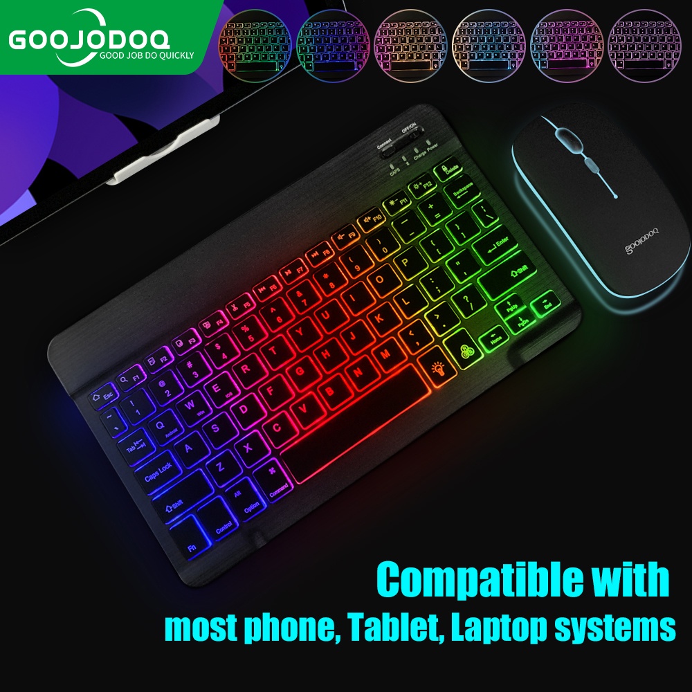 Goojodoq10inch Backlit For iPad Keyboard and Mouse Backlight Bluetooth