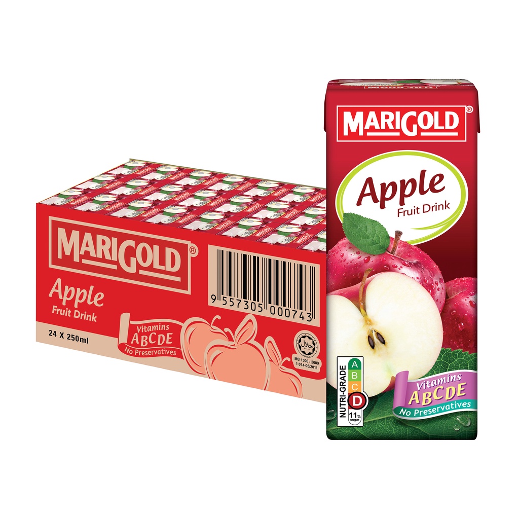 Marigold Juice Drink Apple 24 X 250 Ml (Halal) Shopee Singapore