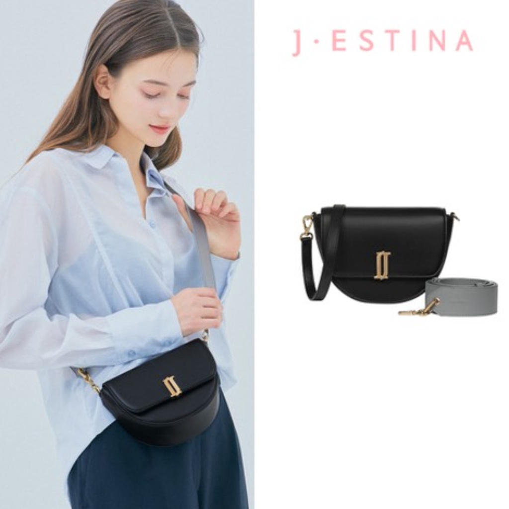 [J.ESTINA] JOELLE DEAR Mini Cross Bag Black Mini Saddle Bag Shoulder