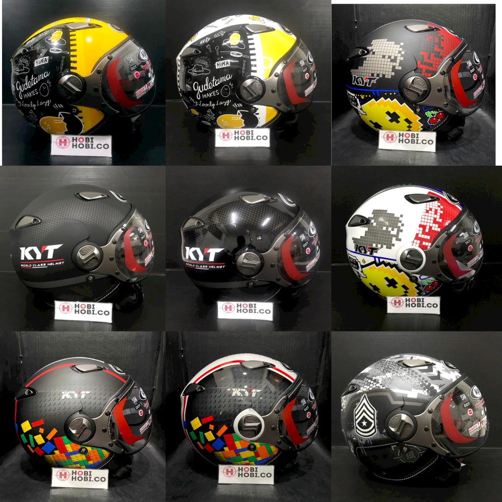 HITAM MERAH Helmet KYT ELSICO MOTIF Series 5 BLACK MATT RED BOGO RETRO Helmet KYT HALF FACE