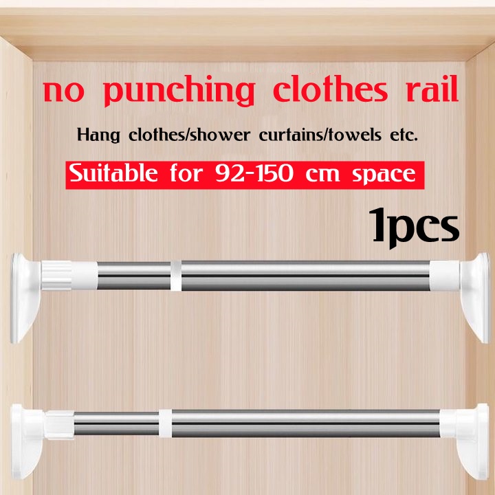 Sg Er Local Stock Stainless Steel Rod Extendable Clothes Hanger Tension