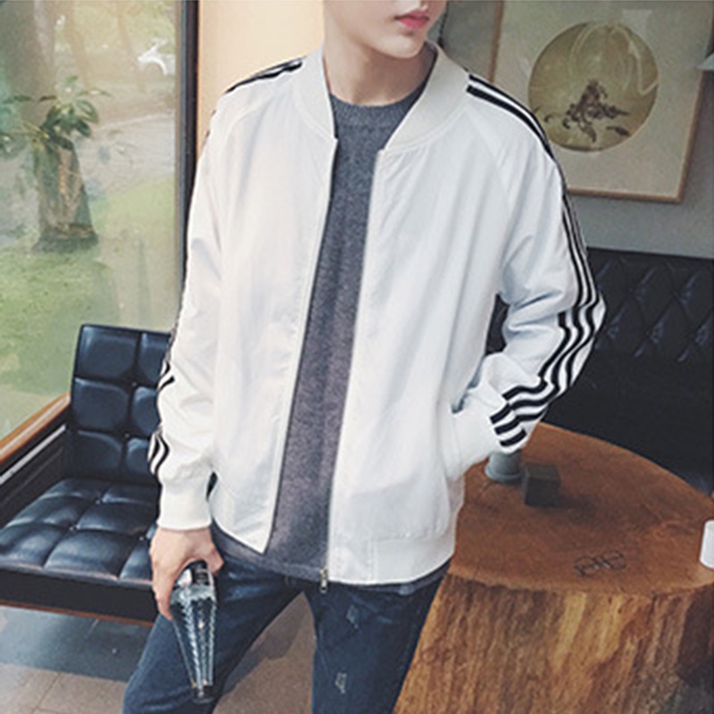 Image of Men's Striped Jacket  Fitting Korean Men's Casual Thin Coat Youth Trend Top #3