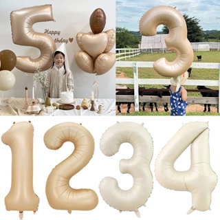 32/40Inch ins Cream Color Number Balloons1-9 Large Digital Foil Helium Ball Girl Kids Adult Happy Birthday Party Decoration Wedding Valentines Anniversary Supplies