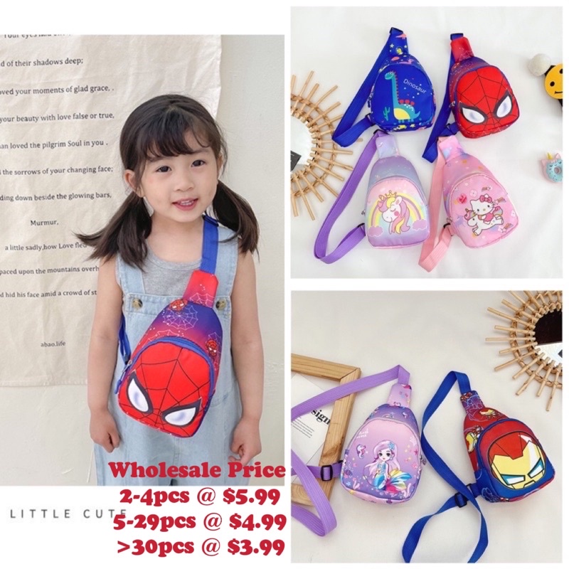 Boys And Girls Small Sling Bag Unicorn Dinosaur Shoulder Chest