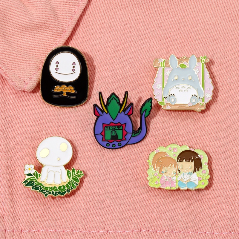 Classic Anime Chihiro Haku Enamel Pins Cute Totoro No Face Man Brooch Badges Lapel Pin Cartoon 6069