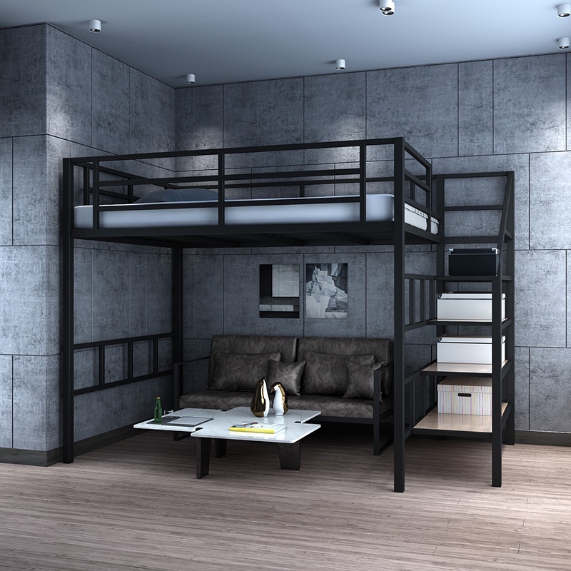 Iron Loft Bed Increase In Height Frame Bed To Save Space High-speed ...