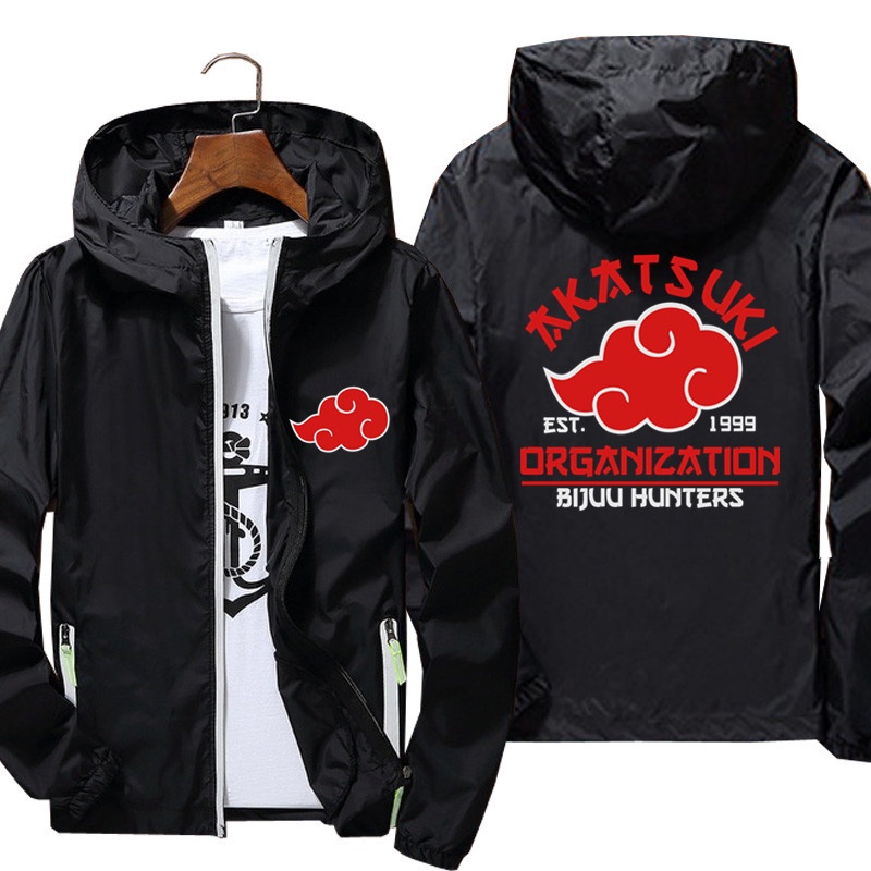 Anime Akatsuki Thin Reflective Sunscreen Windbreaker Skin Coat Zipper Men Hooded Jacket Cycling Camping Pilot Oversized 7XL