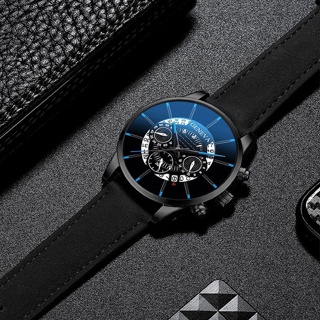 GENEVA Fashion Men Leather Watch with Date Male Watch Bracelet Set #3