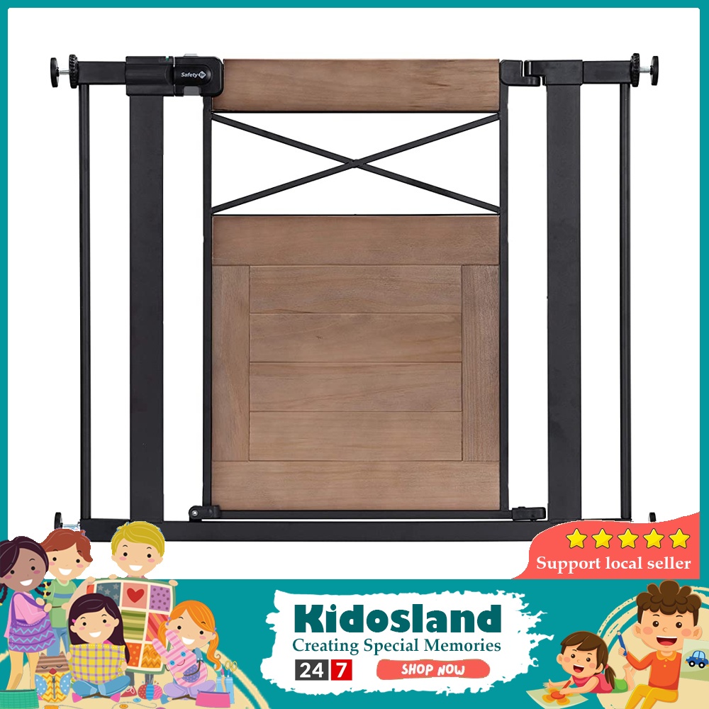 [sgstock] Safety 1st Easy Install Modern Farmhouse Gate [Wood