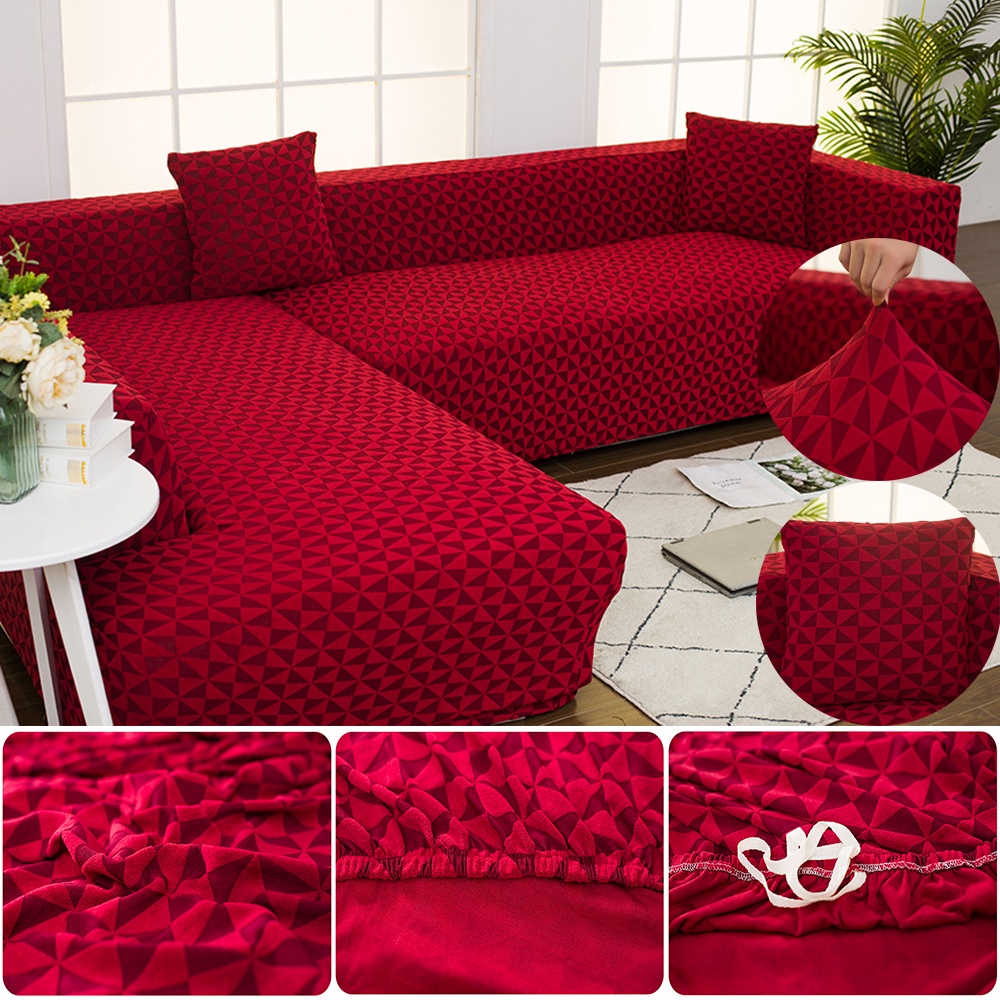 [PH STOCK&COD]Thick Sofa Cover stretchable Jacquard Craft Regular L Shape Sofa Cover 1/2/3/4-seater
