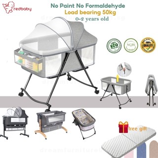 【Ready Stock】Cot  Foldable Cradle Baby Crib With Wheels Shading And Anti-mosquito Bed Suitable For 0-2year