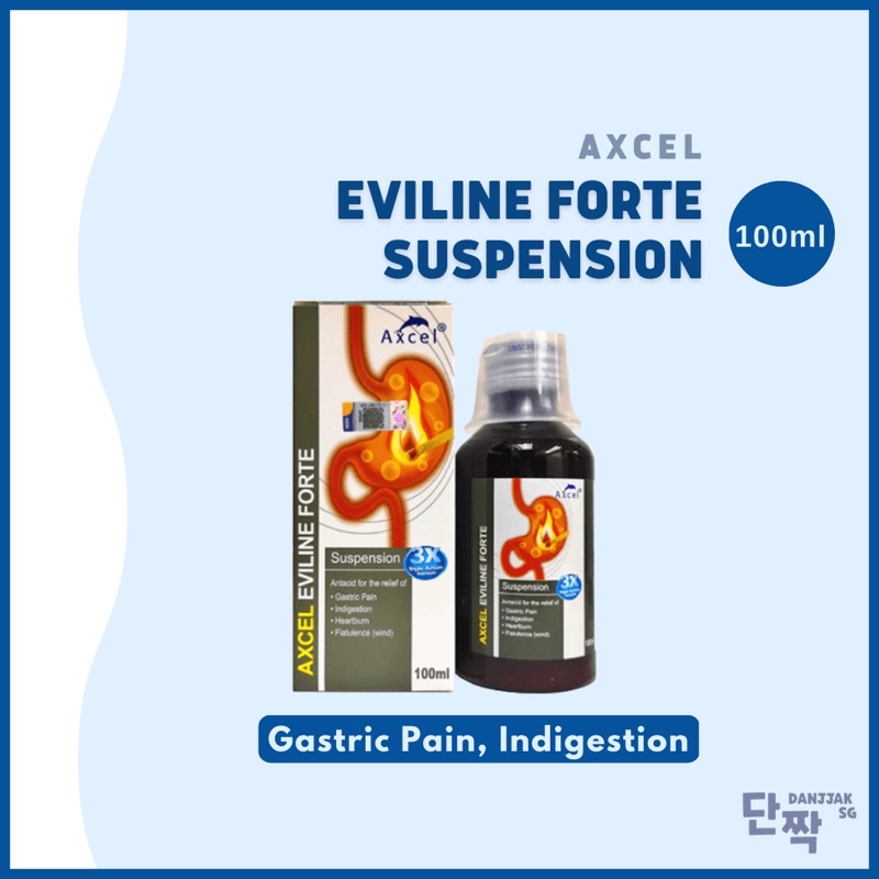 Axcel Eviline Forte Suspension 100ml (Antacid for Relief of Gastric Pain, Indigestion, Heartburn