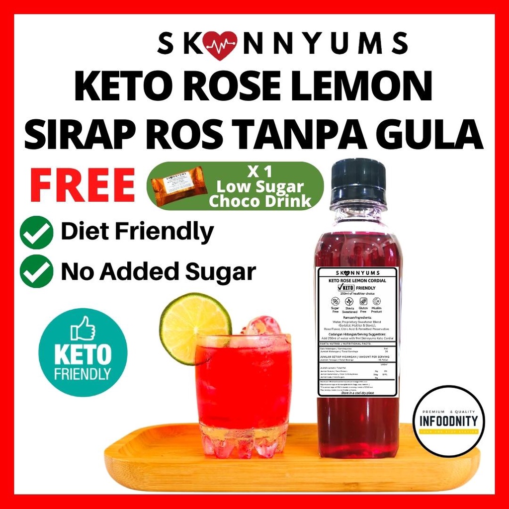SKINNYUMS Sugar Free Syrup Keto Syrup Keto Drink Sirap Kordial Tanpa