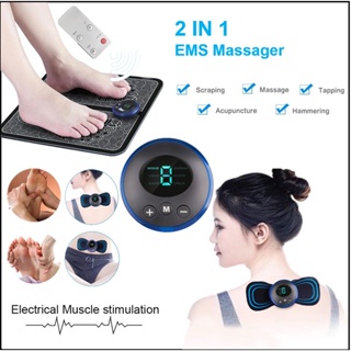 2-In-1 Electric EMS Massager Foot Massage Pad Mini Cervical Massager Portable Muscle Pain Relief Muscle Relaxation Massager