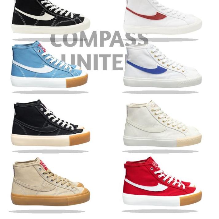 Compass GAZELLE HI BLACK WHITE/WHITE RED/BLUE SKY/WHITE BLUE/BLACK GUM/CREAM/CAPPUCINO/RED GUM Bacadescription