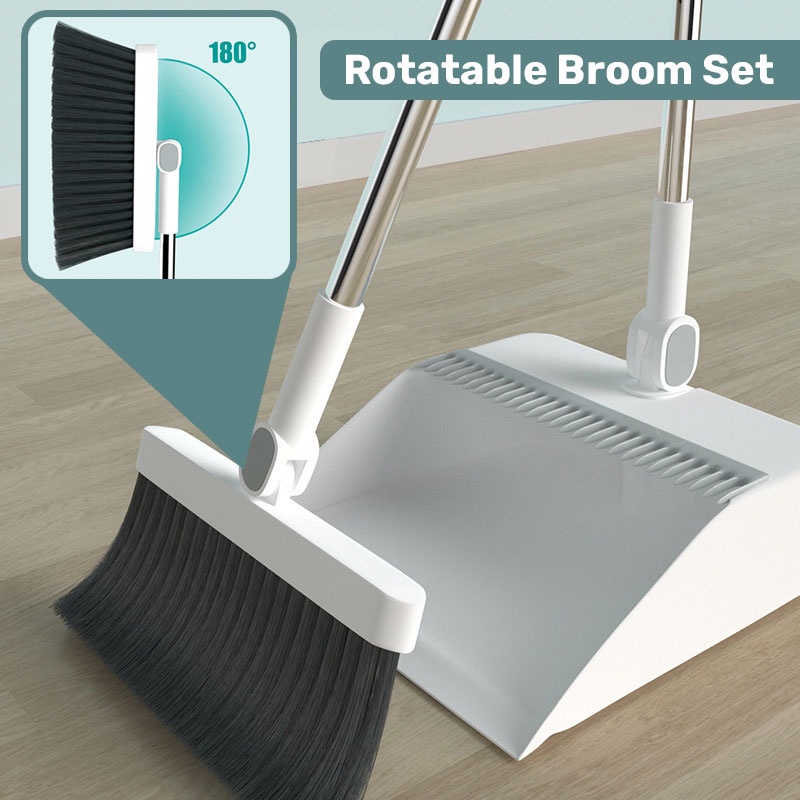 [SG Seller]Rotatable Broom/Wind Proof Dust Pan with Broom Comb/Broom