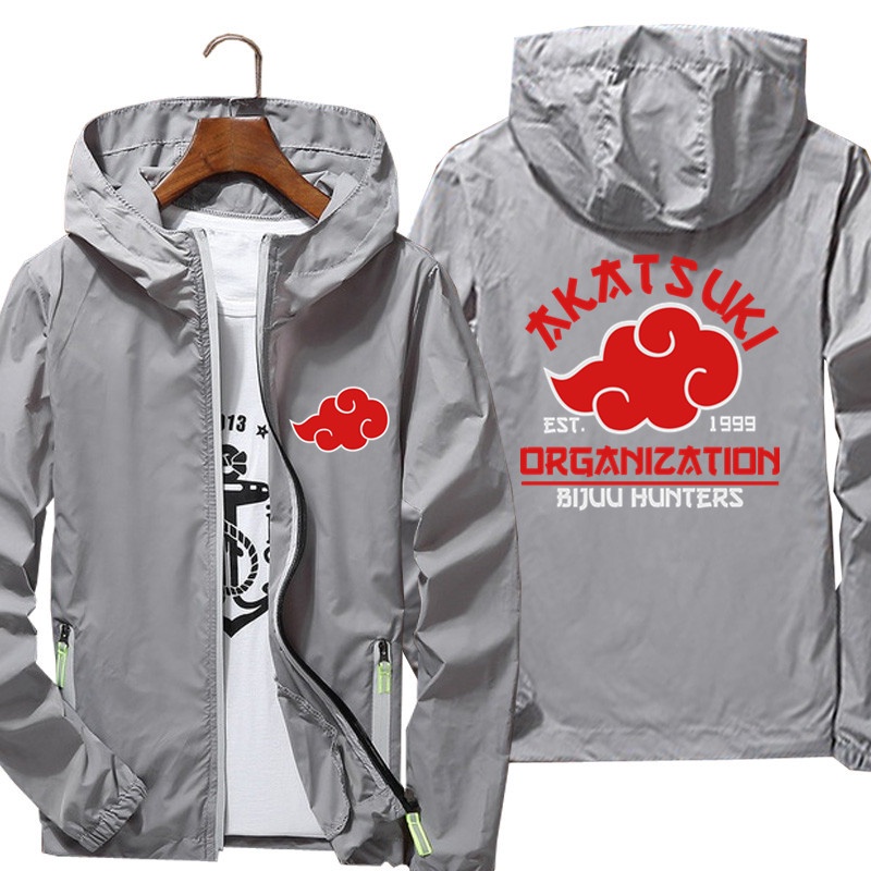 Anime Akatsuki Thin Reflective Sunscreen Windbreaker Skin Coat Zipper Men Hooded Jacket Cycling Camping Pilot Oversized 7XL